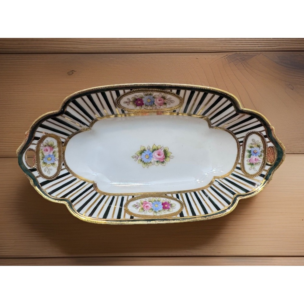 Antique "Maple Leaf" Nippon Celery Dish‎ Circa 1891-1911 Exquisite Handpainted